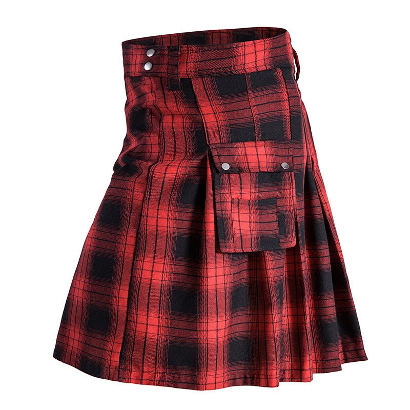 Men Scottish Tartan Kilt Vintage Retro Skirt