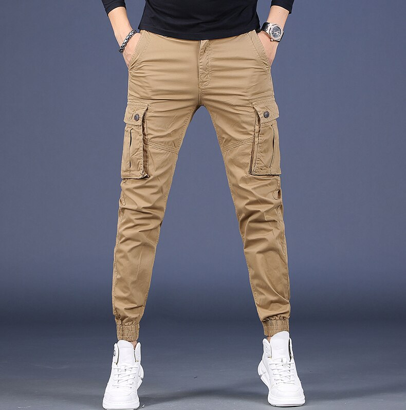 Men Pure Cotton Casual Cargo Pants