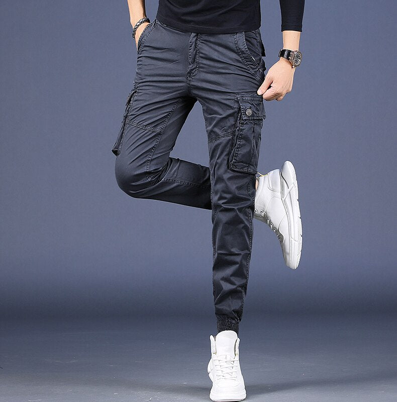 Men Pure Cotton Casual Cargo Pants