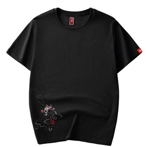 Unisex Phoenix Embroidery Chinese Style T-shirt