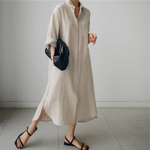 Women Korean Style Irregular Shirt Dress