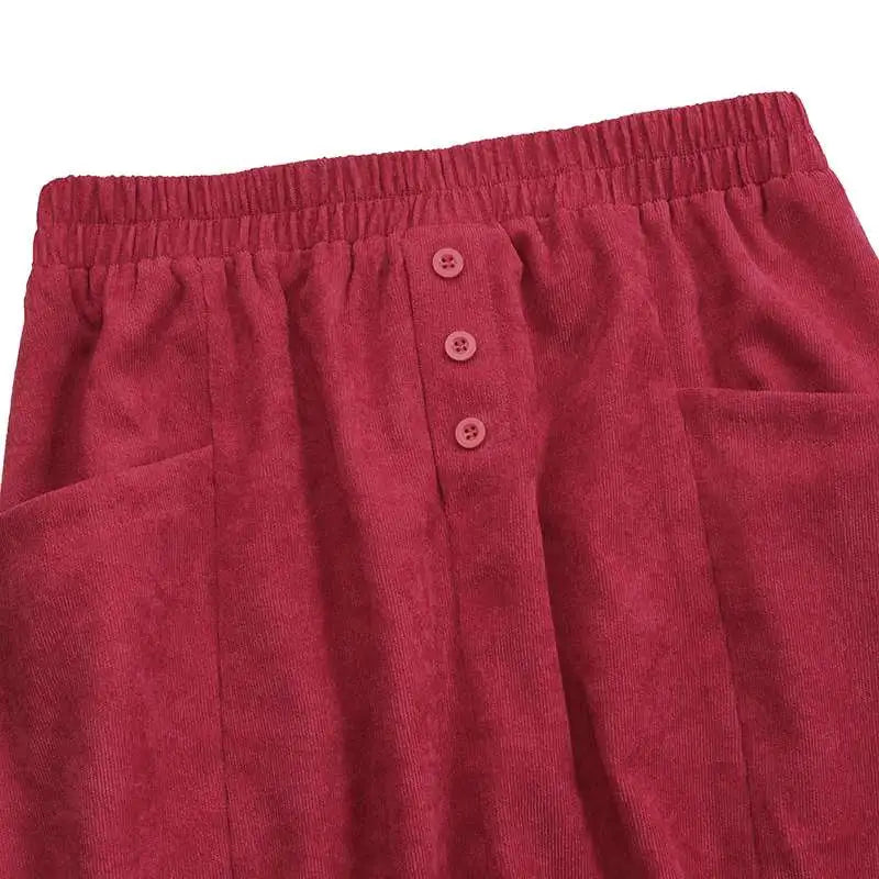 Women Vintage Corduroy Skirt