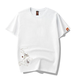 Unisex Phoenix Embroidery Chinese Style T-shirt