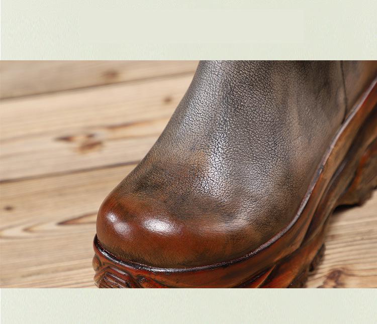 Women Retro Genuine Leather Ankle Boots
