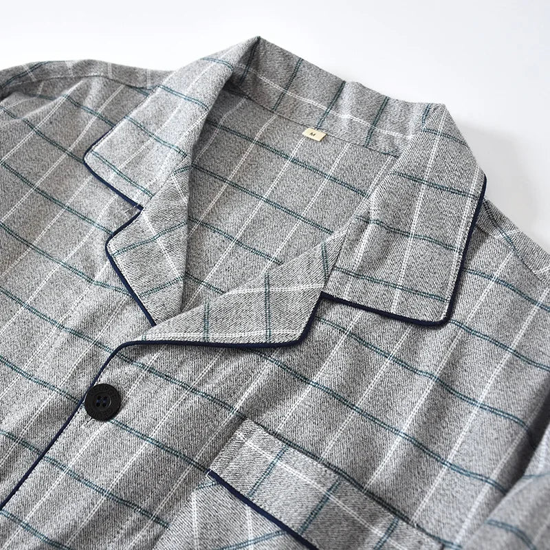 Men Retro Cotton Flannel Pyjamas Set