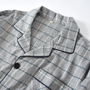 Men Retro Cotton Flannel Pyjamas Set