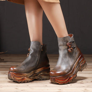 Women Retro Genuine Leather Ankle Boots