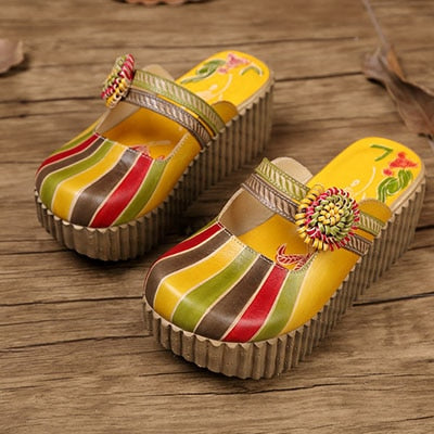 Women Handmade Genuine Leather Slippers