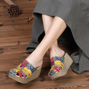 Women Handmade Genuine Leather Vintage Slippers