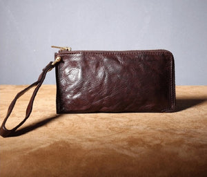 Men Vintage Retro Handmade Leather Casual Wallet