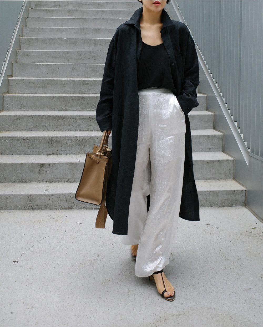 Women Korean Style Irregular Shirt Dress