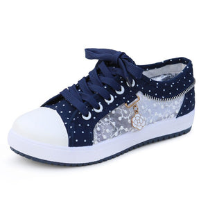 Women Casual Lace Canvas Hollow Shoes