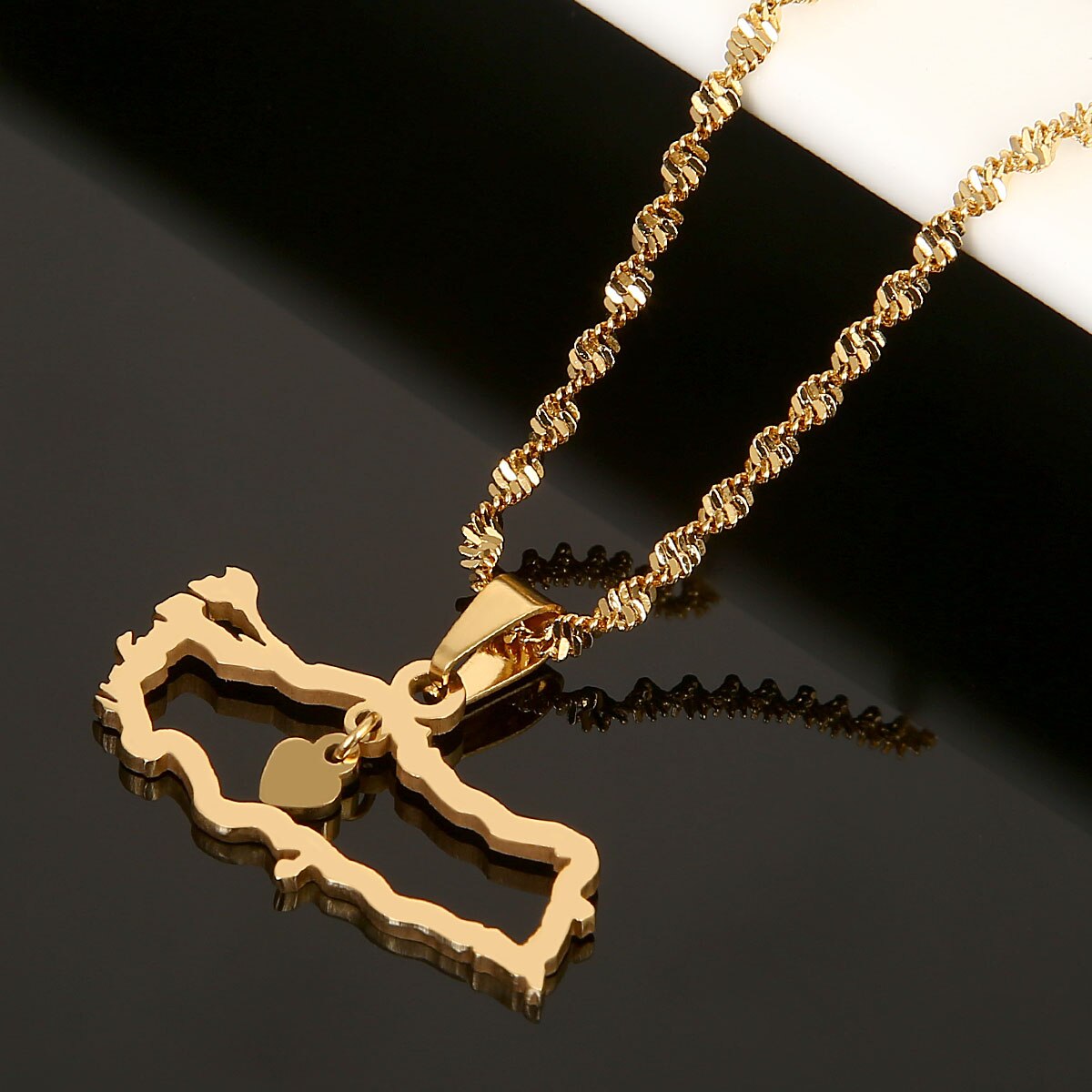 Unisex Turkey Map Flag Pendant Necklace