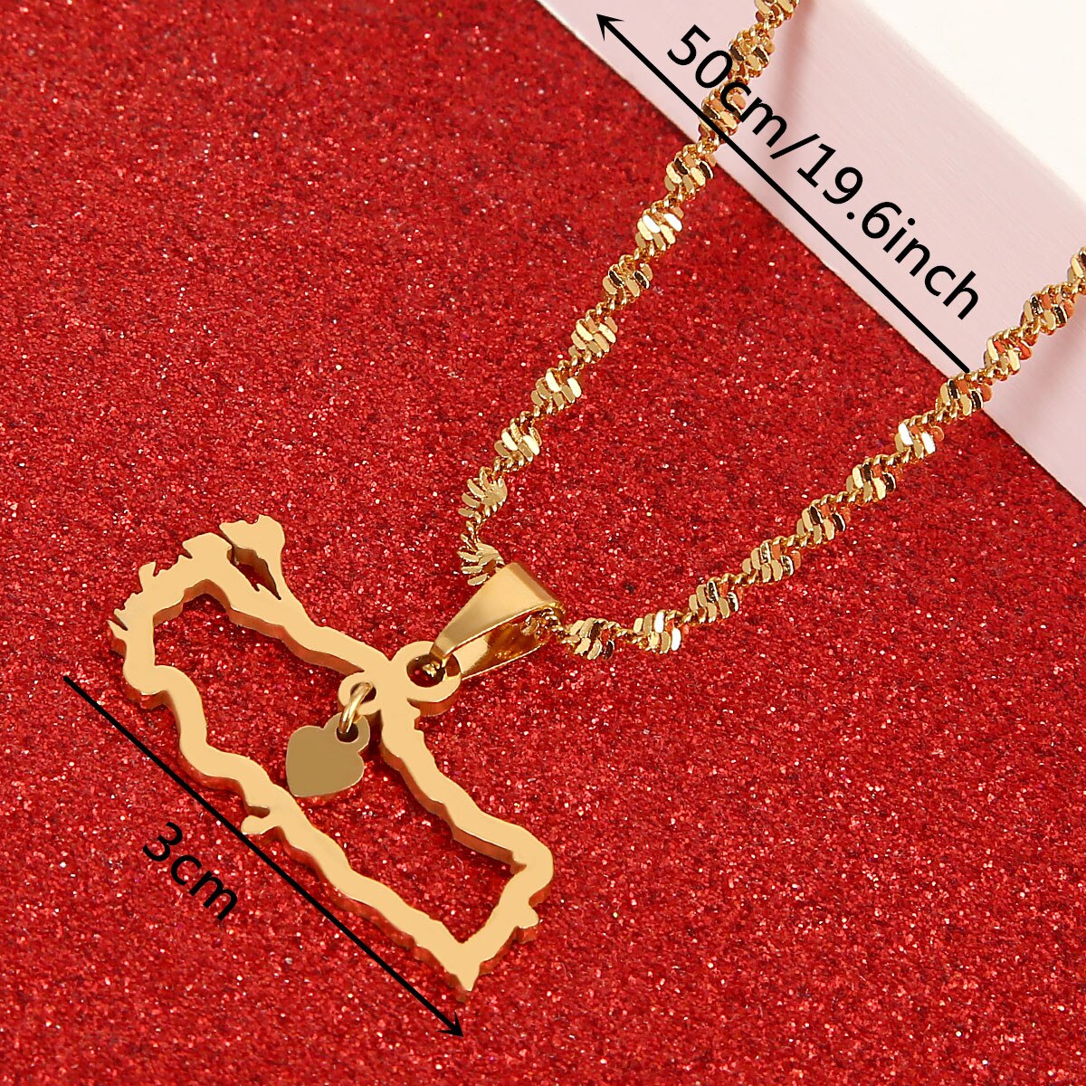 Unisex Turkey Map Flag Pendant Necklace