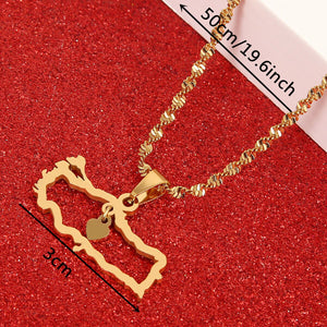 Unisex Turkey Map Flag Pendant Necklace