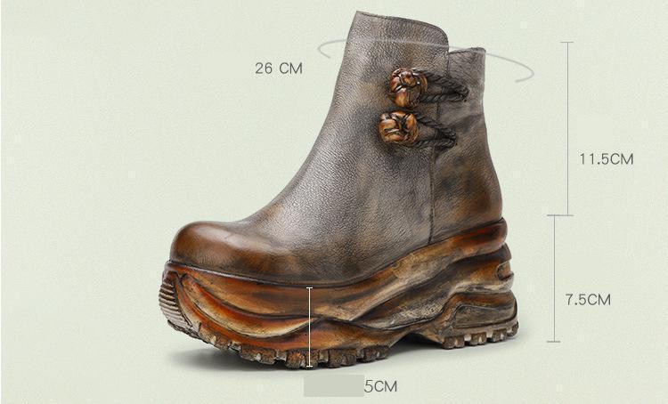 Women Retro Genuine Leather Ankle Boots