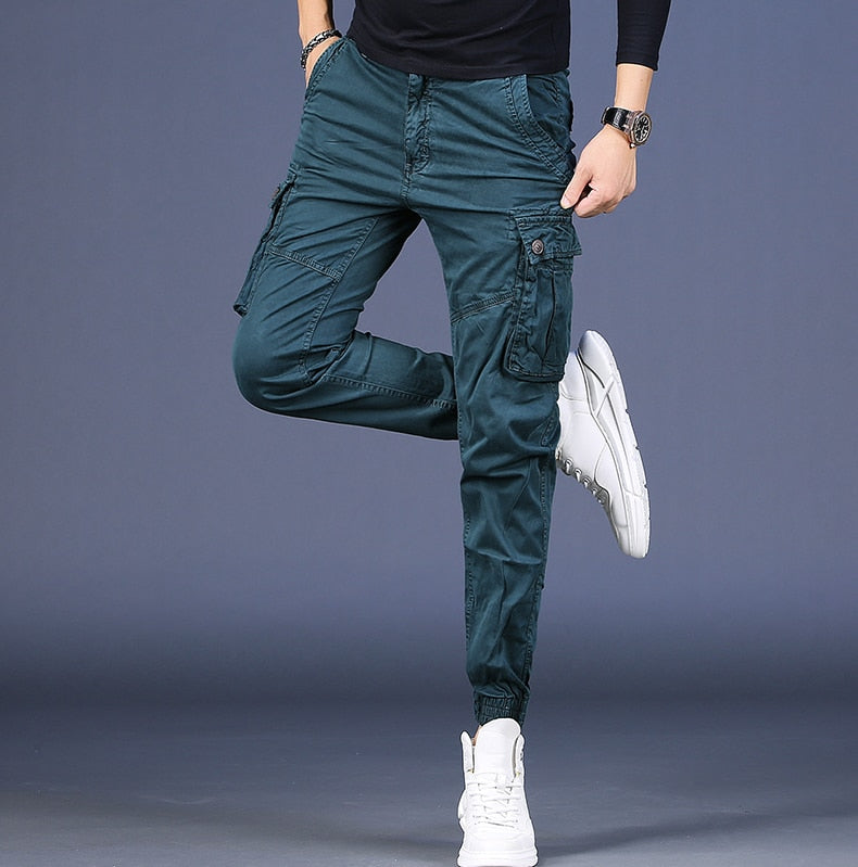 Men Pure Cotton Casual Cargo Pants