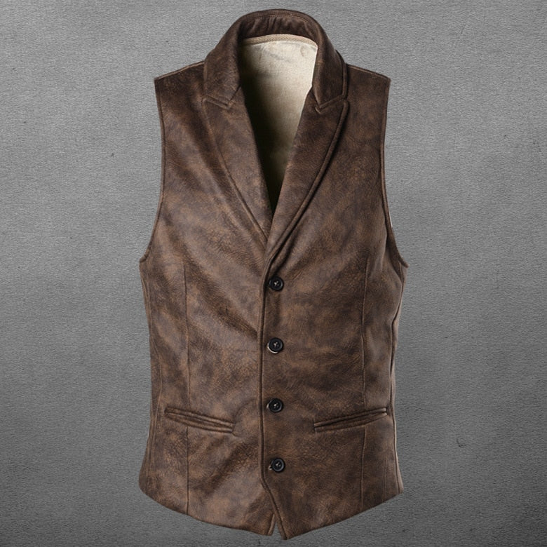 Men Suede Gothic Steampunk Victorian Waistcoat