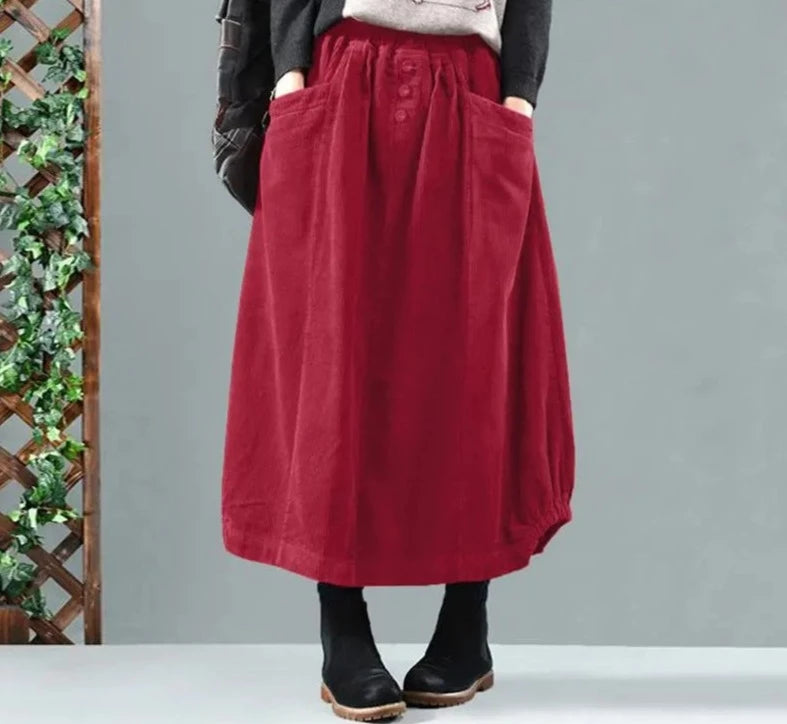 Women Vintage Corduroy Skirt