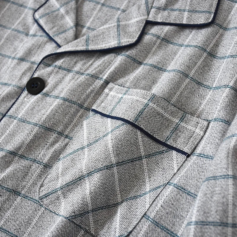 Men Retro Cotton Flannel Pyjamas Set