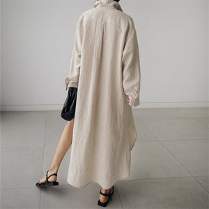 Women Korean Style Irregular Shirt Dress