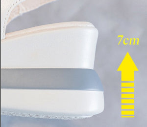 Women Cross Genuine Leather High Heel Casual Sandal