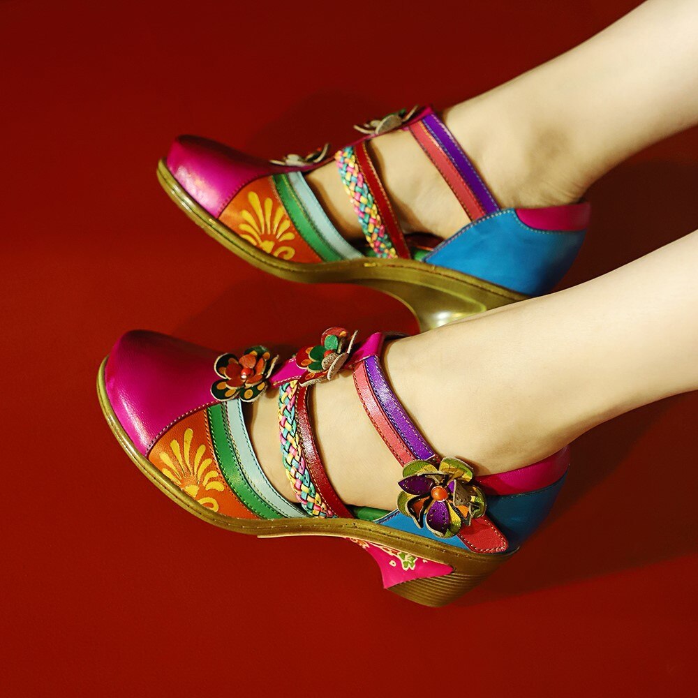 Women Retro Genuine Leather Vintage Casual Sandals