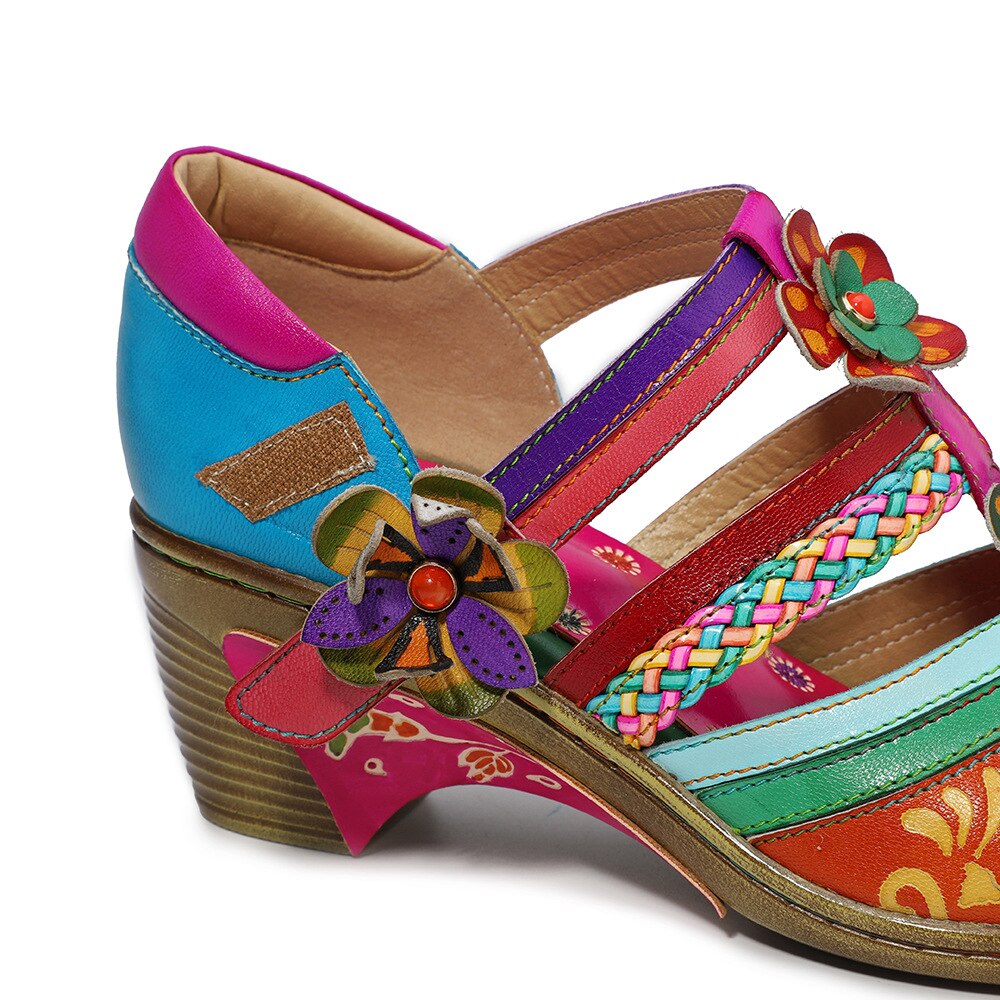 Women Retro Genuine Leather Vintage Casual Sandals