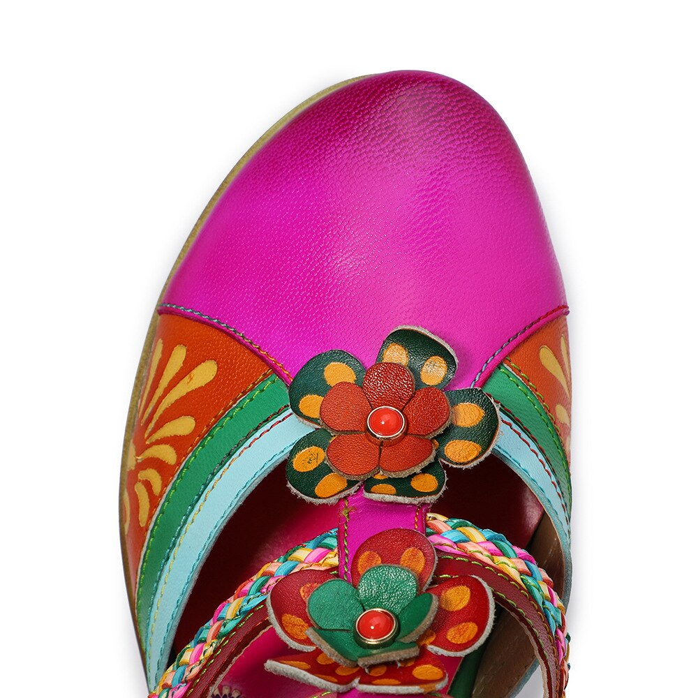 Women Retro Genuine Leather Vintage Casual Sandals
