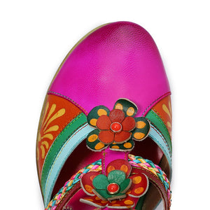 Women Retro Genuine Leather Vintage Casual Sandals