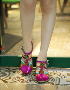 Women Retro Genuine Leather Vintage Casual Sandals