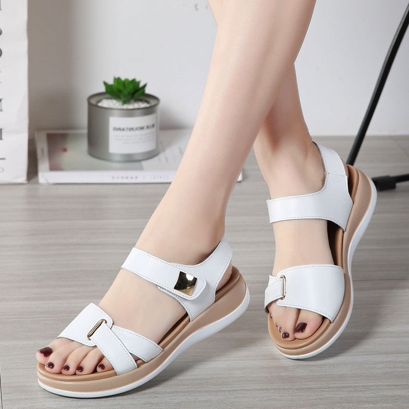 Women Genuine Leather Korean Soft Sandals