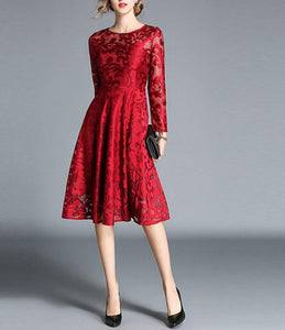 Women Elegant Hollow Out Lace Casual Dress