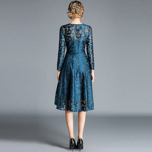 Women Elegant Hollow Out Lace Casual Dress