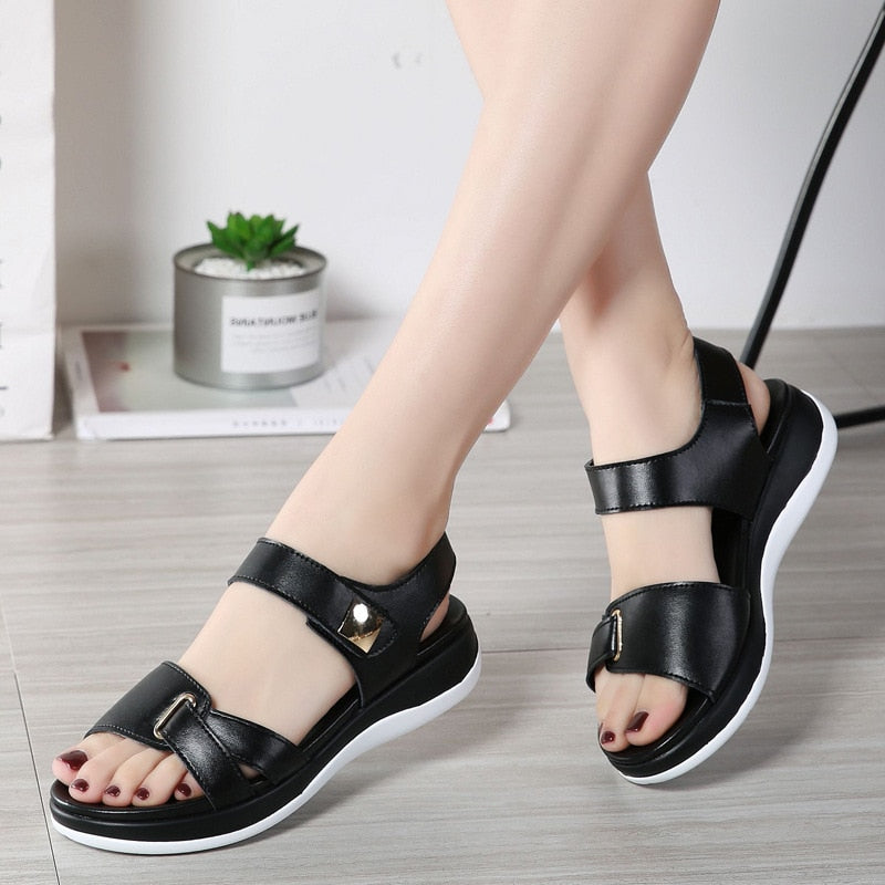 Women Genuine Leather Korean Soft Sandals