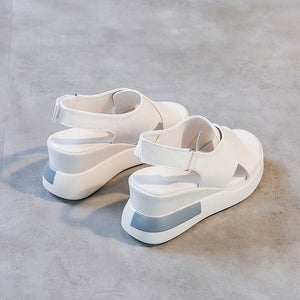 Women Cross Genuine Leather High Heel Casual Sandal