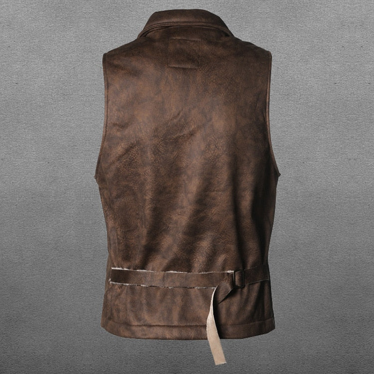Men Suede Gothic Steampunk Victorian Waistcoat