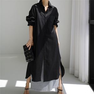 Women Korean Style Irregular Shirt Dress