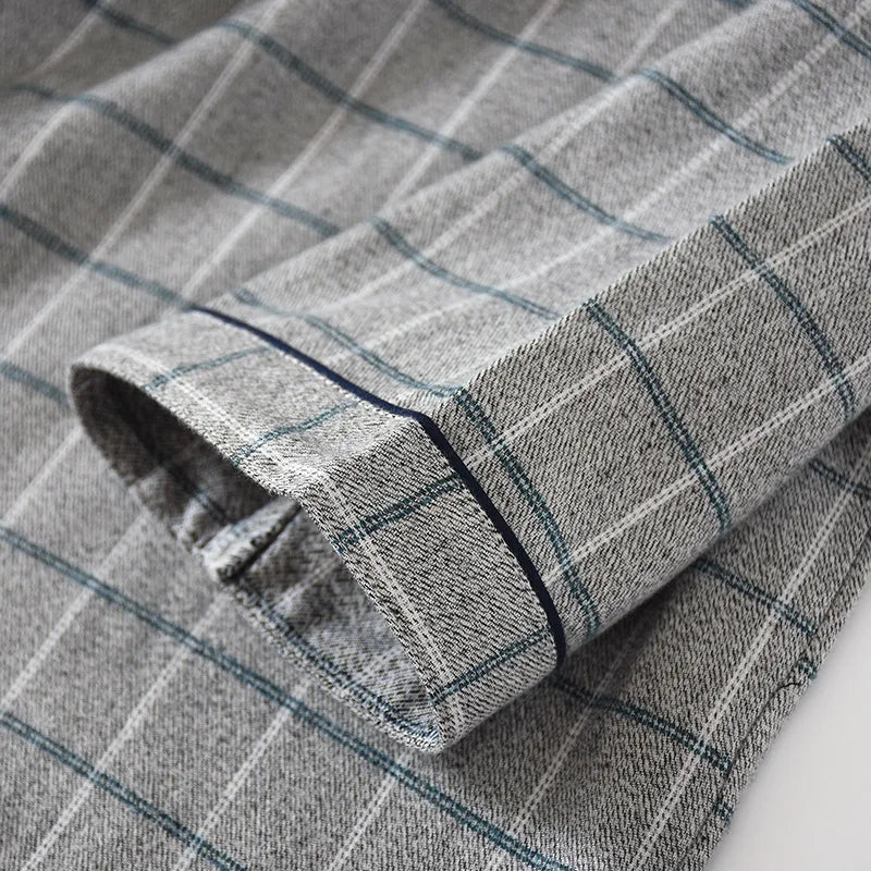 Men Retro Cotton Flannel Pyjamas Set