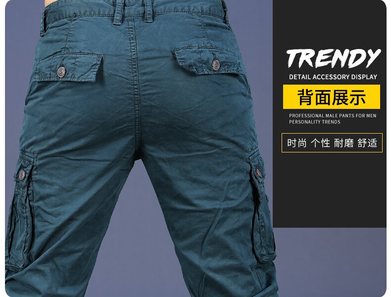 Men Pure Cotton Casual Cargo Pants