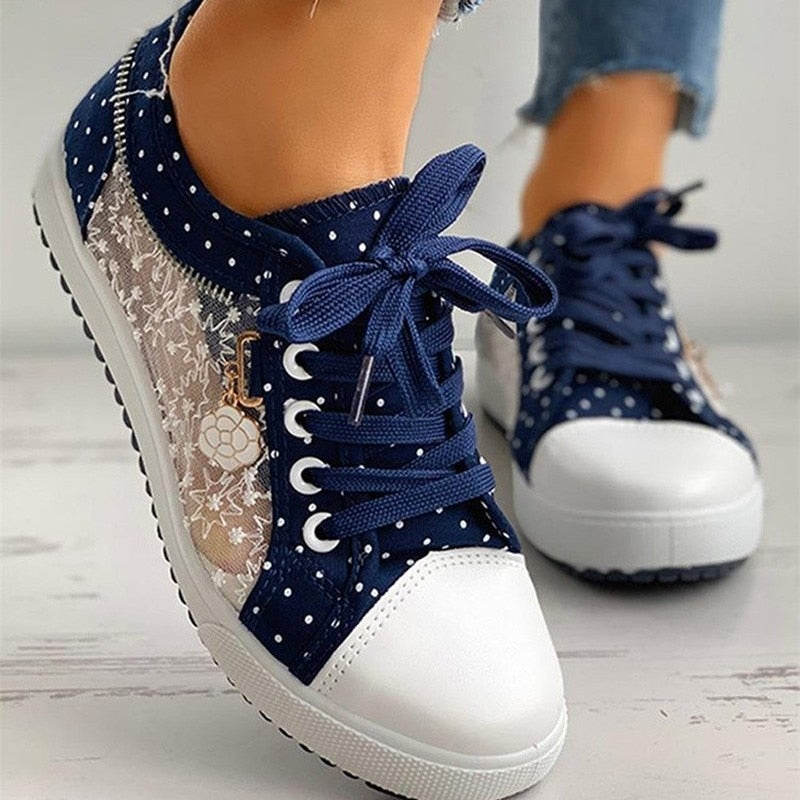 Women Casual Lace Canvas Hollow Shoes