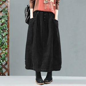 Women Vintage Corduroy Skirt