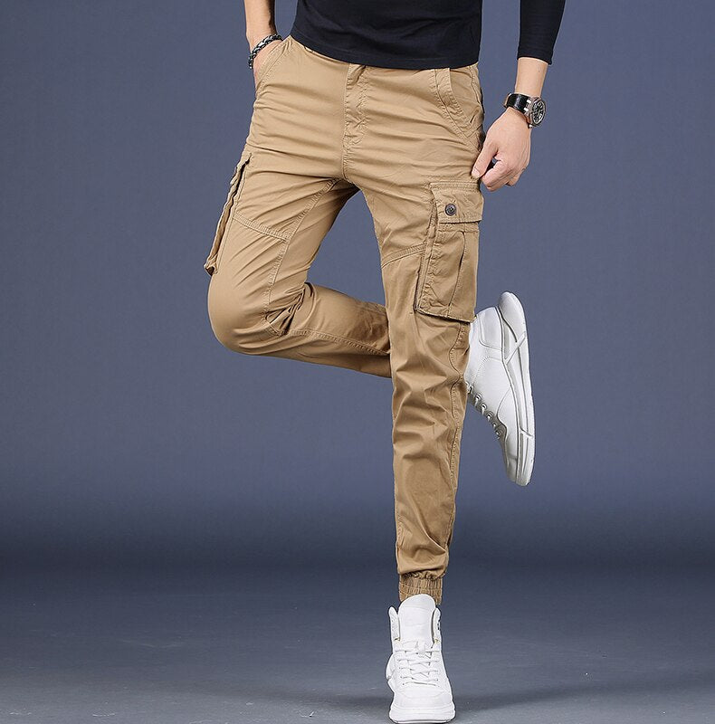 Men Pure Cotton Casual Cargo Pants
