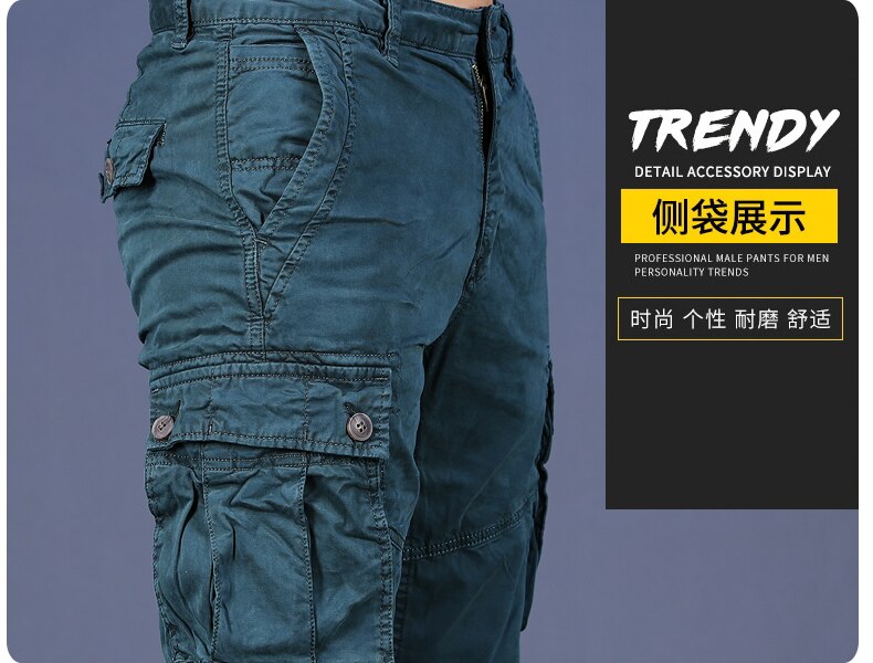 Men Pure Cotton Casual Cargo Pants