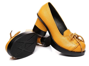 Women Retro Handmade Genuine Leather Shoes