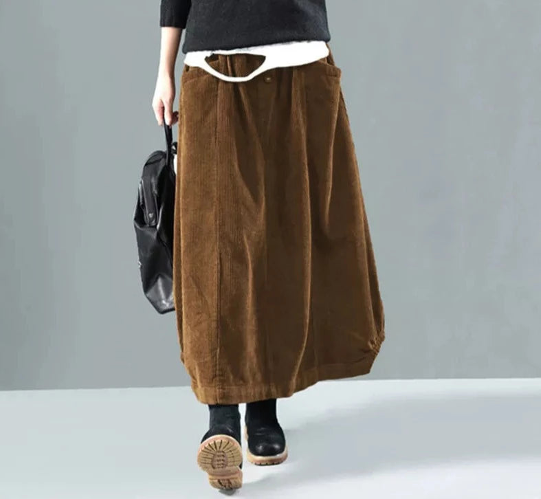 Women Vintage Corduroy Skirt