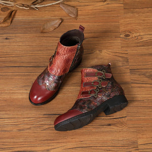 Women Retro Genuine Leather Handmade Ankle Boots