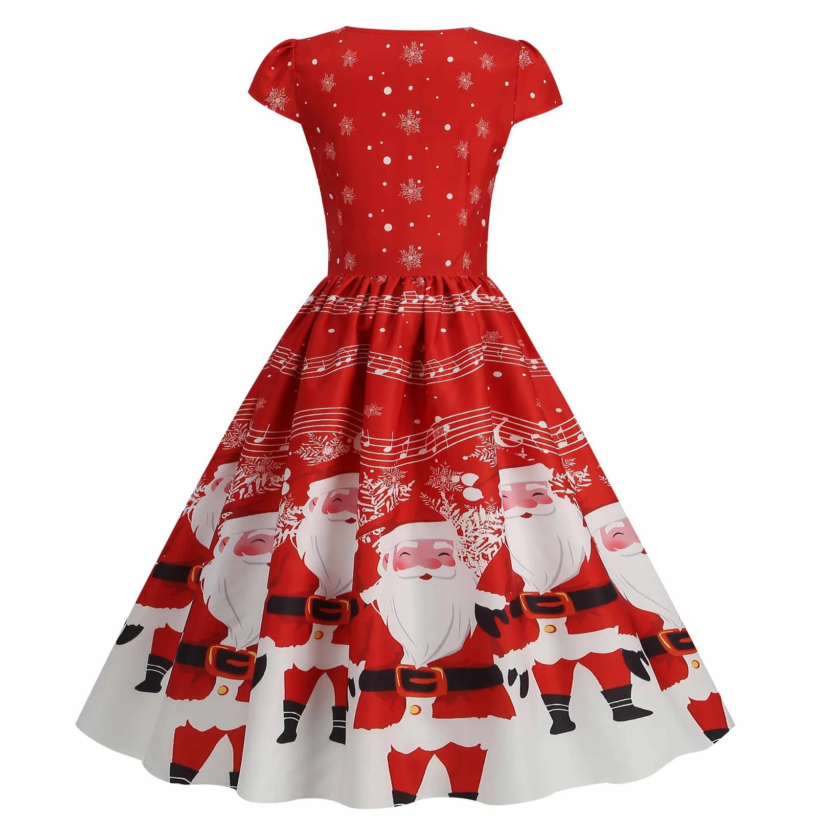 Women Strapless Splicing Christmas Printed Dress