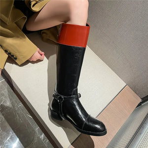 Women Genuine Leather Handmade Knee High Boots