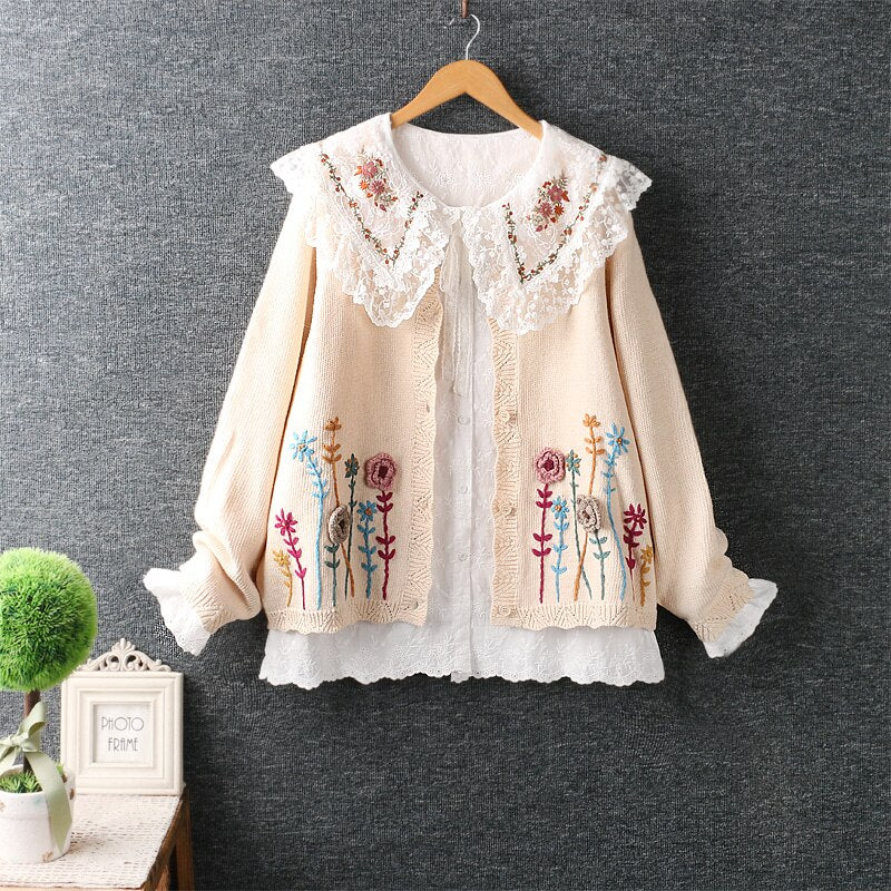 Women Embroidered Mori Style Single Breasted Shirt